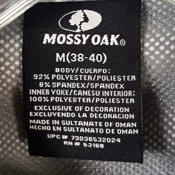 Mossy Oak Long Sleeve Button Up Fishing Shirt Mens Medium Water Print - Picture 9 of 11